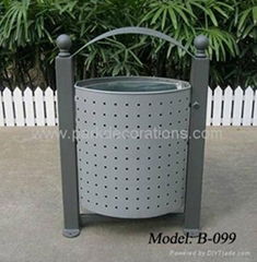 steel trash can, metal waste bin, outdoor dustbin