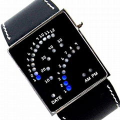 Fashiona Car Panel designed LED Wrist Watch With PU Leather Strap Band