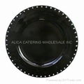 Crystal Stone Beaded Black Charger Plates 13"