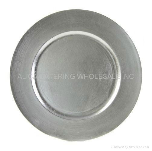 Ten Strawberry Street Lacquer 13" Silver Plain Round Charger Plate