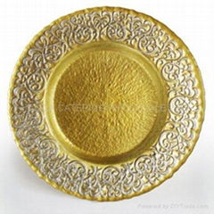 Charge it by Jay Round Baroque Gold and Silver Glass Charger Plate