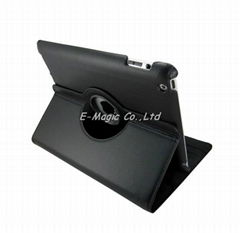 360 degree rotatable PU leather case for new iPad