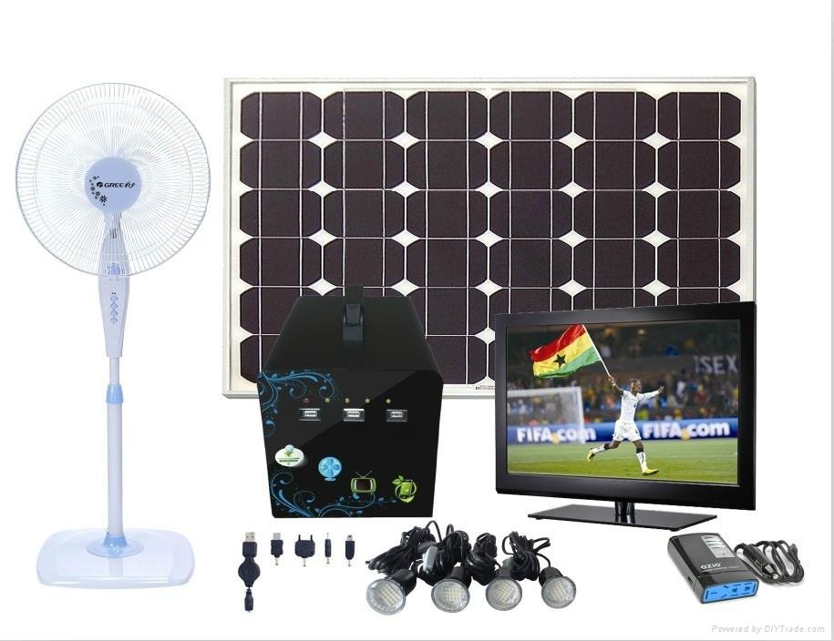 60W solar light generator solar UPS system solar home light for DC LCD TV fan