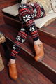 The snowflakes deer cashmere abdominal hip warm pants 1