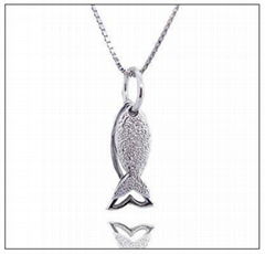 Silver Double Fishes Pisces Pendant ( Customized Design Accept)