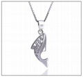 925 Sterling Silver Shark Pendant Small Shark Charm 1