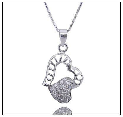 Heart Charm Pendant Silver CZ Pendant 3