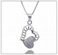 Heart Charm Pendant Silver CZ Pendant 3