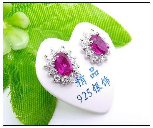 Silver Gemstones Earring Stud (Customized Design Accept) 2