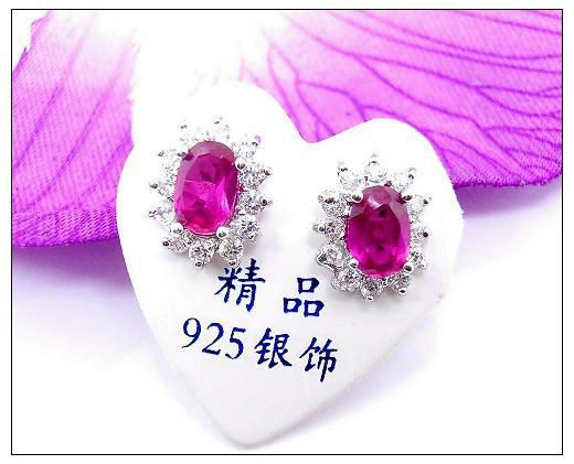 Silver Gemstones Earring Stud (Customized Design Accept) 3