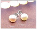 Silver Pearl Earring Stud 3