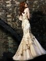 Vintage Floor-length Organza Gold Prom Dresses free shipping 2