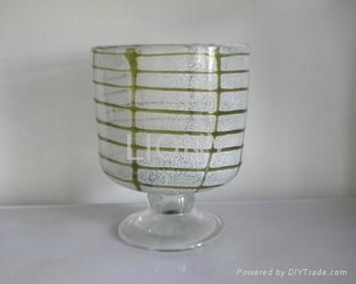 white with green line hand blown colourful glass hurricane