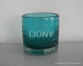 aqua hand blown colourful glass candle holder 1