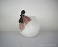 purple white hand made blown glass hen