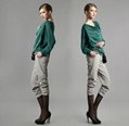 2013 Spring Lastest Design Office Lady Pleated Cowls Long Sleeve Contrast Knitti 2