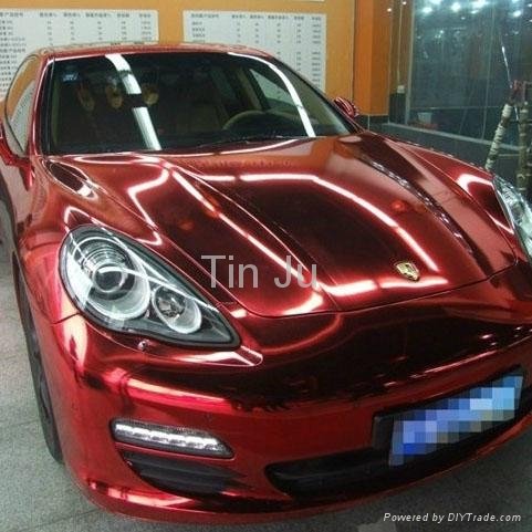 Car Wrapping Vinyl Film Red chrome car film with Air Bubble-free