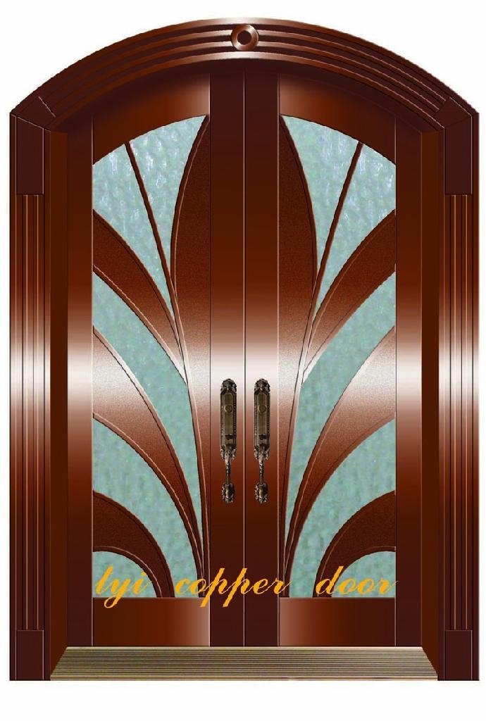 Modern glass copper door