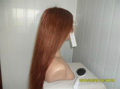 red straight Human hair full lace wigs