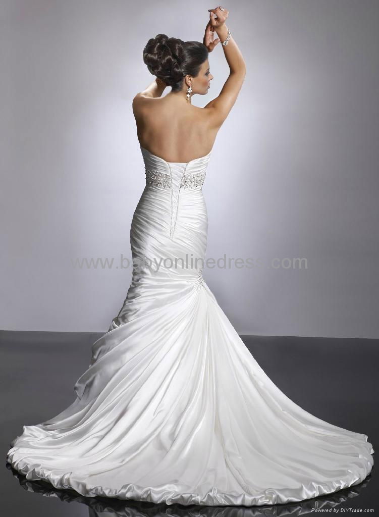 2011 Sexy Sweetheart Satin Court Strapless Wedding Dresses Beading Ruffles  2