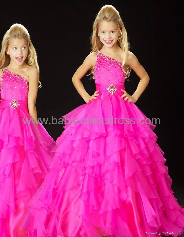 Charming A-line One-Shoulder Ruffles Little Girl's Pageant Dresses