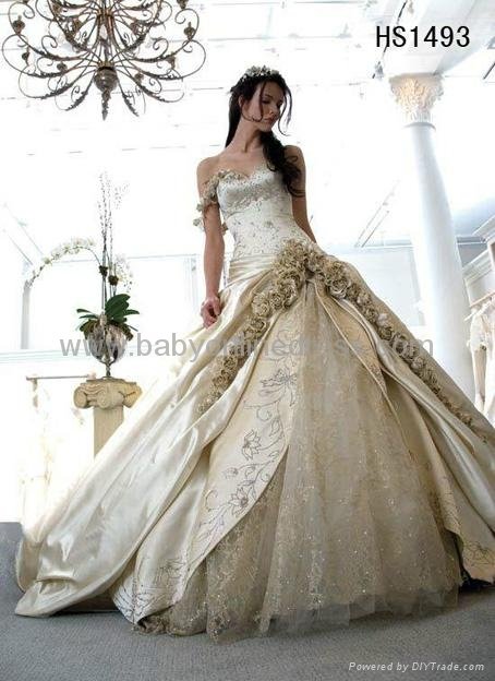 Hot Strapless Beaded Applique Lace vintage wedding dress
