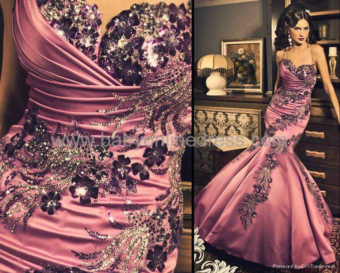 Sexy Flowers Beading Mermaid Rhinestones Evening Dresses