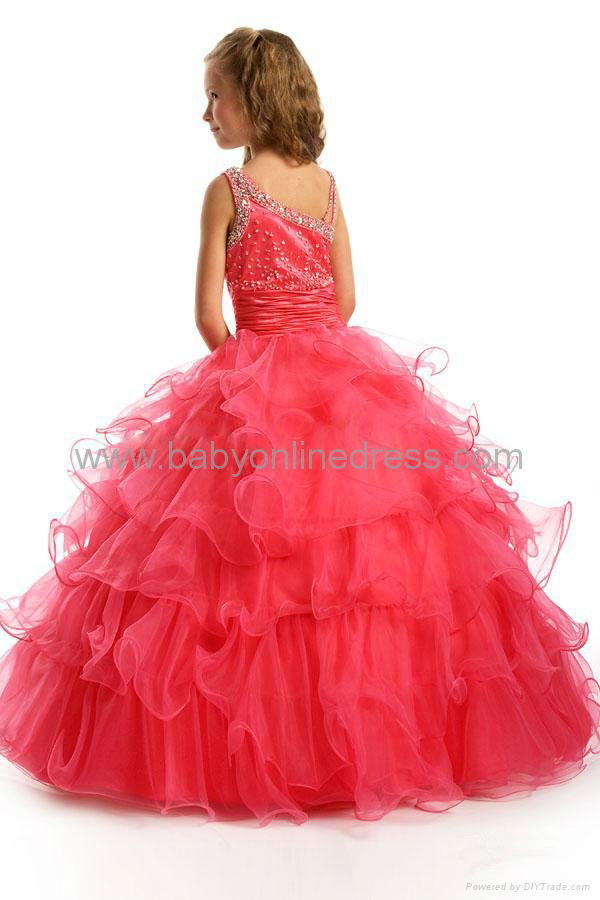 Sexy Beading Organza Layers Ball Gown Flower Girl Dress 2