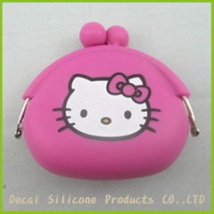 Hello kitty  shape silicone coin wallet pochi purse for girls