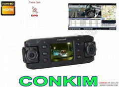 Dual Lens Car GPS Black Box DVR Recorder