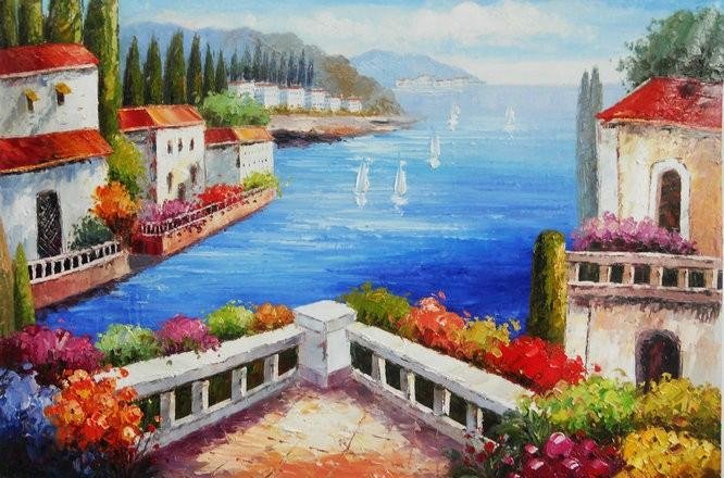 Mediterranean Sea Landscapes Oil Paintings 025
