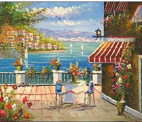 Mediterranean Sea Landscapes Oil Paintings 013
