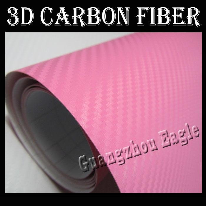 Pink 3D Carbon Fiber Vinyl Film Car Sticker 