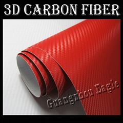 Red 3D Carbon Fiber Vinyl Film Car Sticker 