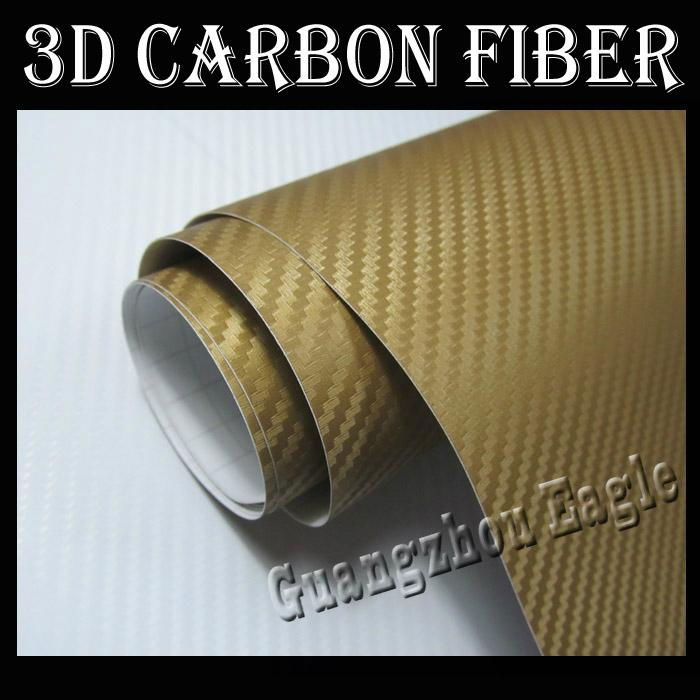 Gold 3D Carbon Fiber Vinyl Film Car Sticker 