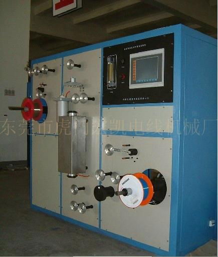 Optical fiber coloring and rewinding machine