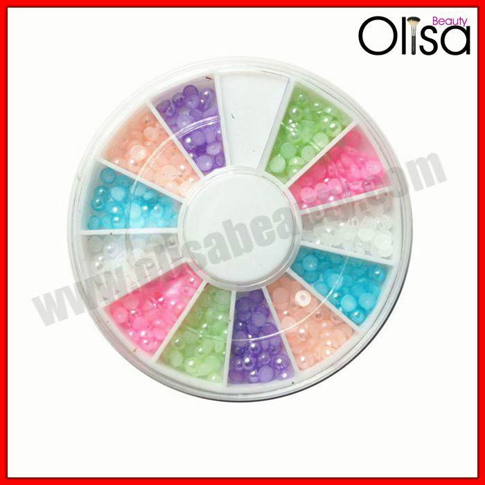 3D colorful half pearl beads nail art nail wheel