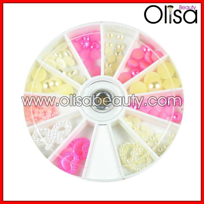 3D colorful half pearl beads nail art nail wheel 5