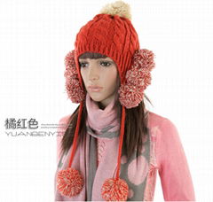 2012 New Design Warm and lovely Knitted Beanie Hat Language Option  French 