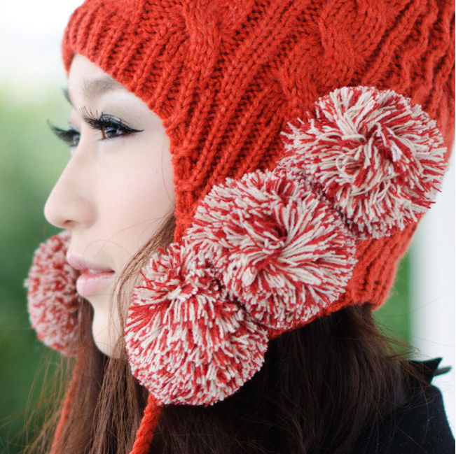 2012 New Design Warm and lovely Knitted Beanie Hat Language Option  French  2