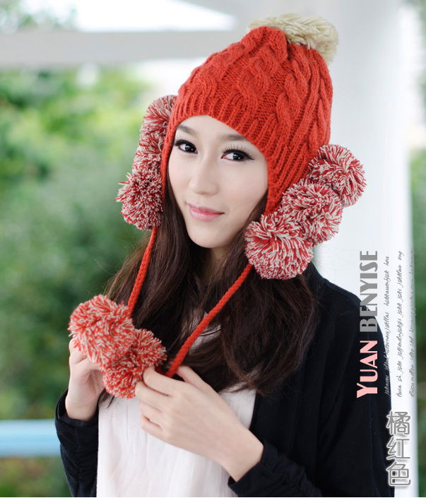 2012 New Design Warm and lovely Knitted Beanie Hat Language Option  French  3