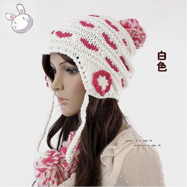 2012 New Design Warm and lovely Knitted Beanie Hat  3