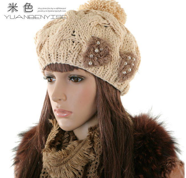 2012 New Design Warm and lovely Knitted Beanie Hat Language Option  French 