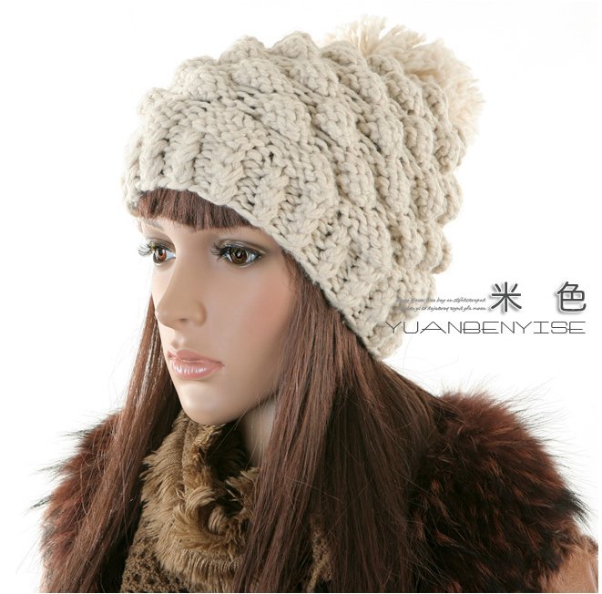 2012 New Design Warm and lovely Knitted Beanie Hat Language Option  French  2