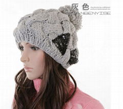 2012 New Design Warm and lovely Knitted Beanie Hat Language Option  French 