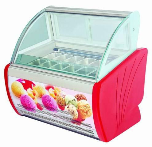 supermarket toughen glass ice cream display freezer