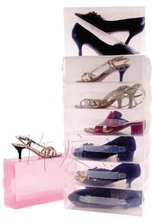 Folding clear shoe boxes