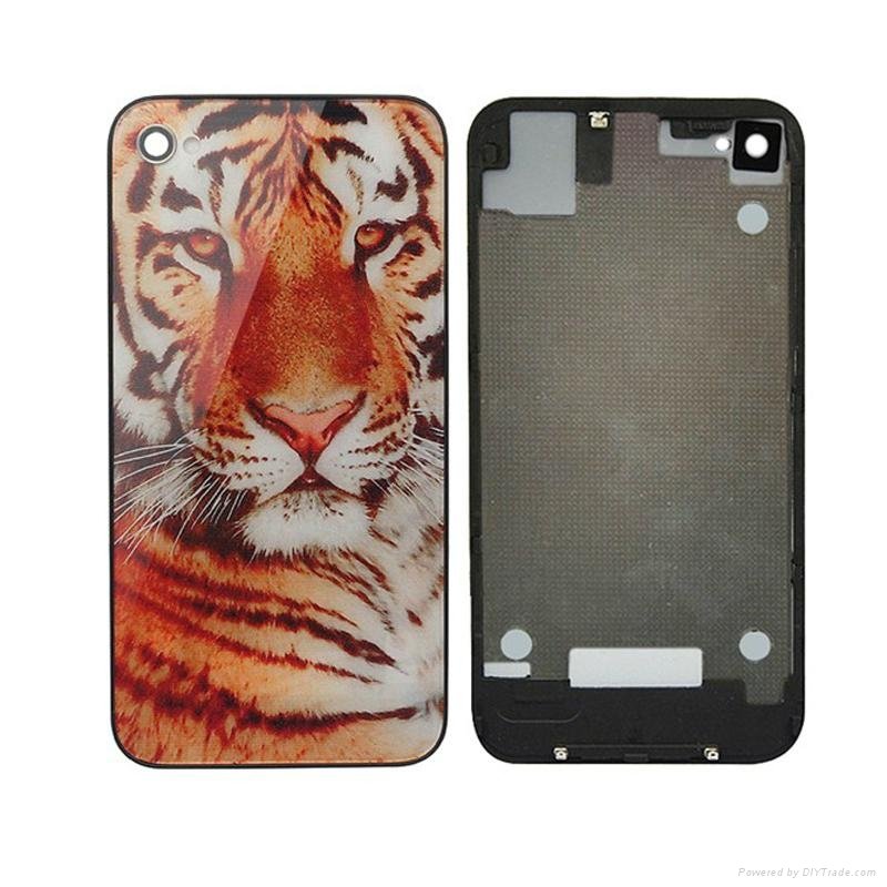 Tiger Head Back Glass Battery Door Housing Rear Cover Replacement for iPhone 4S