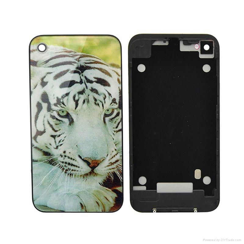 Tiger Head Back Glass Battery Door Housing Rear Cover Replacement for iPhone 4S 3