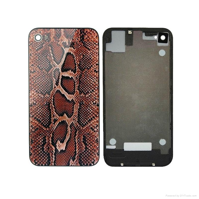 Tiger Head Back Glass Battery Door Housing Rear Cover Replacement for iPhone 4S 2